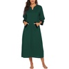 Ekouaer Robes for Women Zipper Robe 3/4 Sleeves Housecoat with Pockets(Dark Green)