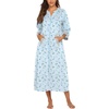 Ekouaer Robes for Women Zipper Robe 3/4 Sleeves Housecoat with Pockets(Garden Blue Floral)