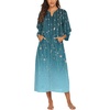 Ekouaer Robes for Women Zipper Robe 3/4 Sleeves Housecoat with Pockets(Sparkling Branches)