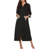Ekouaer Robes for Women Zipper Robe 3/4 Sleeves Housecoat with Pockets(Style 1-black)