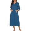 Ekouaer Robes for Women Zipper Robe 3/4 Sleeves Housecoat with Pockets(Style 1-blue)