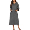 Ekouaer Robes for Women Zipper Robe 3/4 Sleeves Housecoat with Pockets(Style 1-dark Grey)