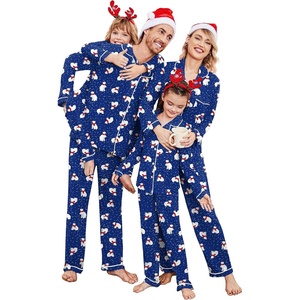 Ekouaer Christmas Family Matching Pajamas Long Sleeve Button Down Pj Set(Blue/Polar Bear)