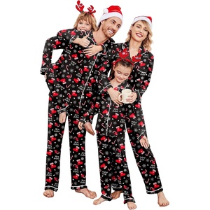 Ekouaer Christmas Family Matching Pajamas Long Sleeve Button Down Pj Set(Christmas Black)