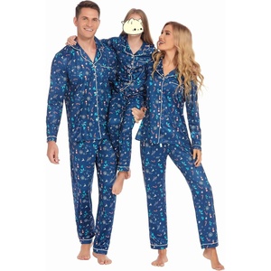 Ekouaer Christmas Family Matching Pajamas Long Sleeve Button Down Pj Set(Navy Blue/Xmas Tree)