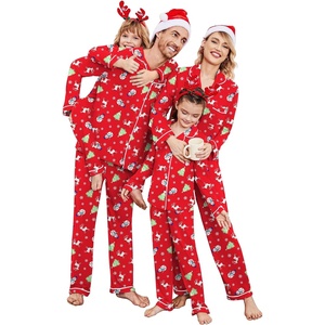 Ekouaer Christmas Family Matching Pajamas Long Sleeve Button Down Pj Set(Red/Xmas Tree)