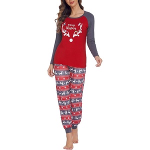 Ekouaer Christmas Pajamas for Women Cute Print Long Sleeve Pj Lounge Set(Pattern4_antlers)