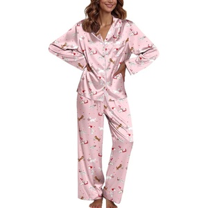 Ekouaer Pajamas For Women Silk Pjs Long Sleeve Button Down Lounge Sets(2-pink Heart)