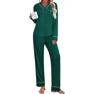 Ekouaer Womens Pajamas Sets 2 Piece PJs Long Sleeve Sleepwear Loungewear(Lake Green)
