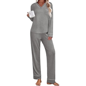 Ekouaer Womens Pajamas Sets 2 Piece PJs Long Sleeve Sleepwear Loungewear(Medium Grey)