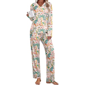 Ekouaer Womens Pajamas Sets 2 Piece PJs Long Sleeve Sleepwear Loungewear(Pink Forest)