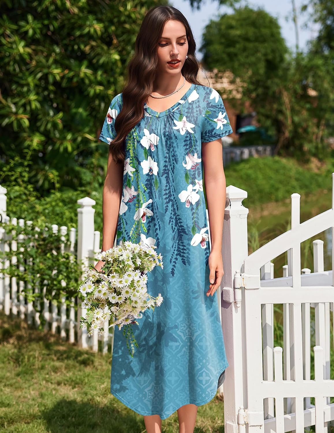 image:imageEkouaer Long Nightgowns for Women 3 Pack House Dress Plus Size Moo MoosBlackBlue FloralLeopard