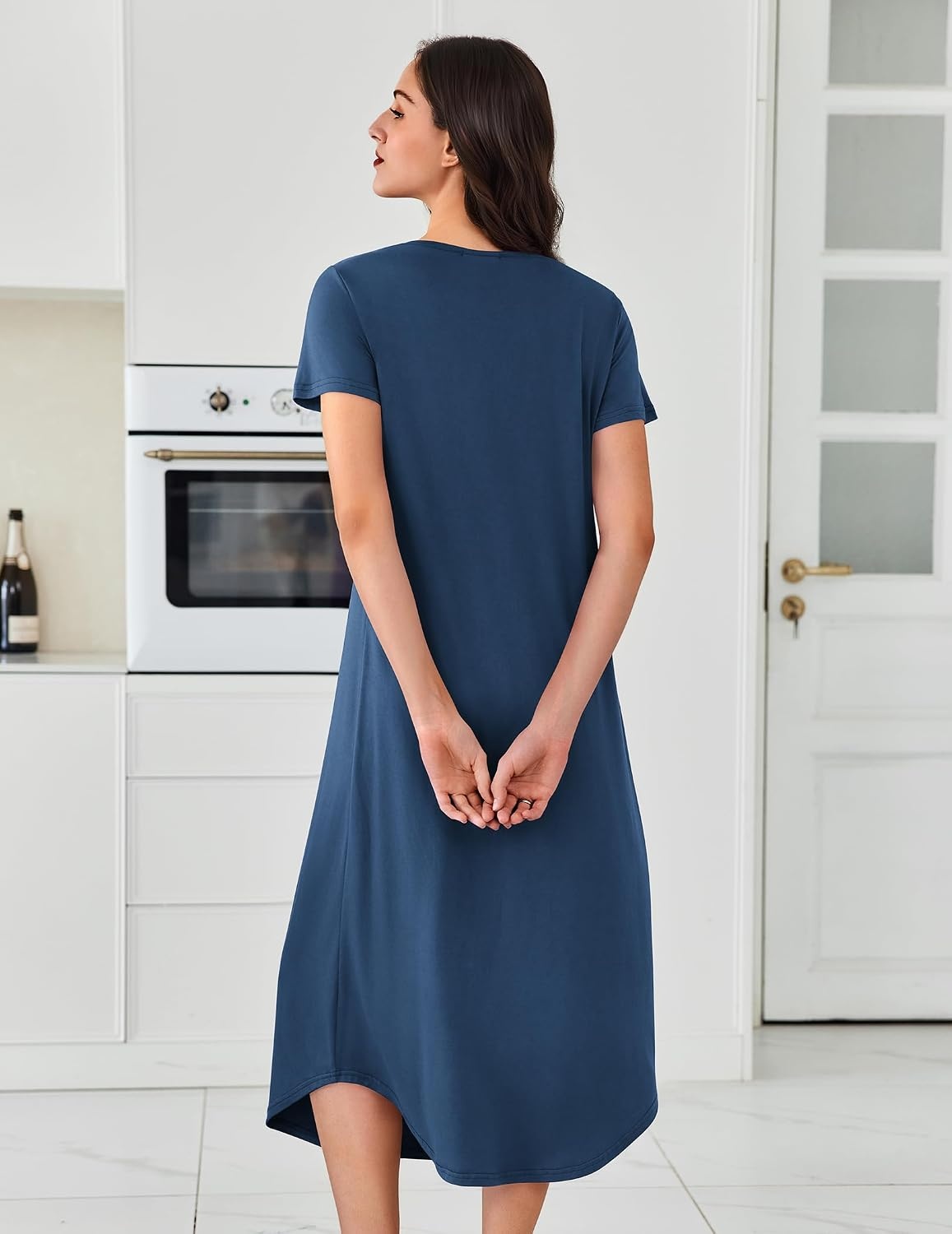 image:imageEkouaer Long Nightgowns for Women 3 Pack House Dress Plus Size Moo MoosBlackBluePurple