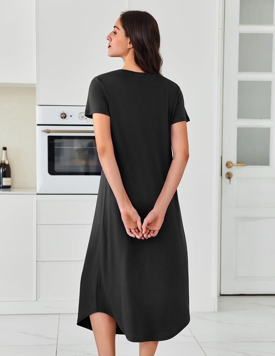 image:imageEkouaer Long Nightgowns for Women 3 Pack House Dress Plus Size Moo MoosBlackGreyBlue