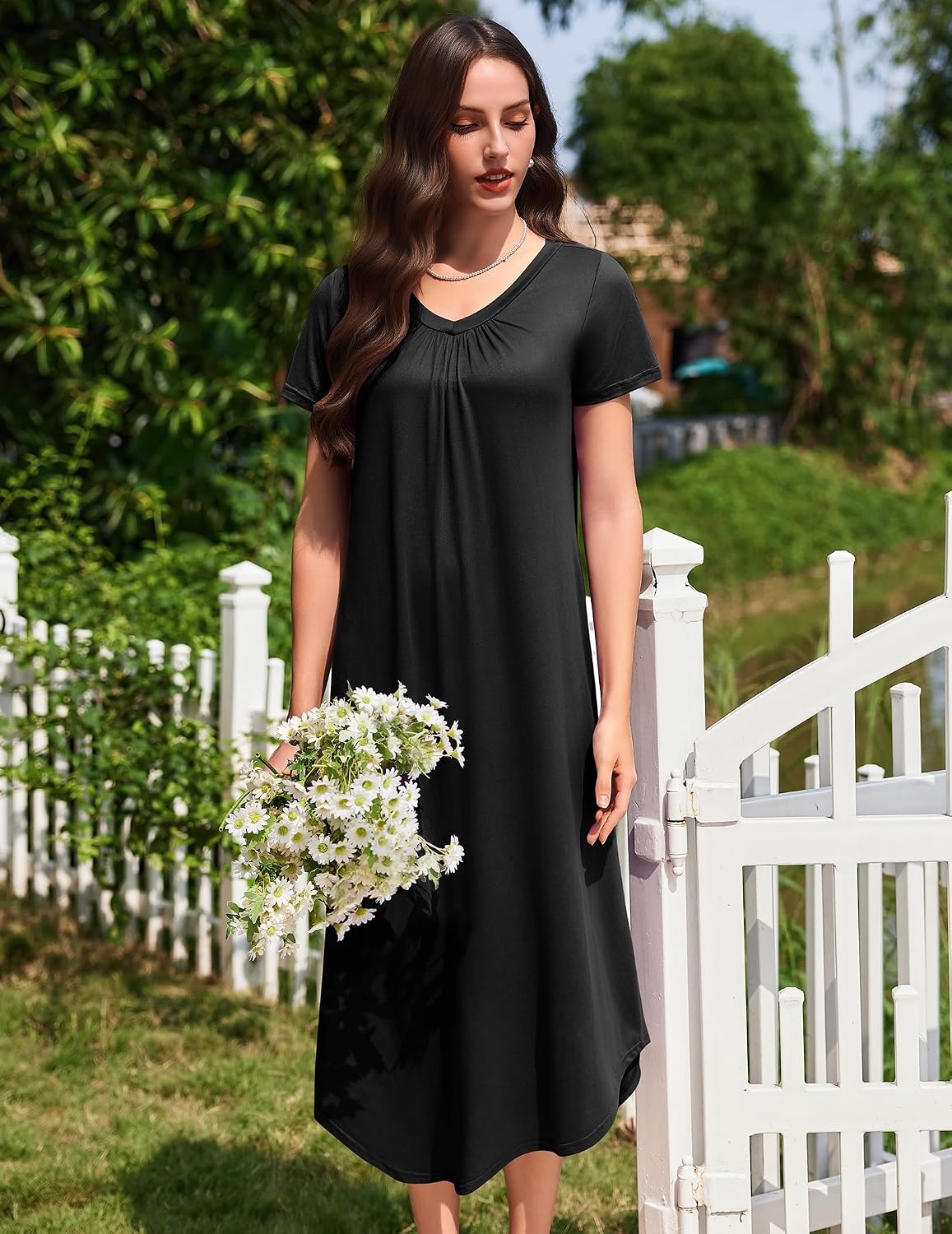 image:imageEkouaer Long Nightgowns for Women 3 Pack House Dress Plus Size Moo MoosBlackGreyLeopard