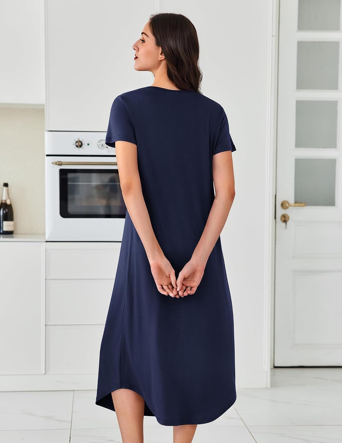 image:imageEkouaer Long Nightgowns for Women 3 Pack House Dress Plus Size Moo MoosBlackWine RedNavy Print