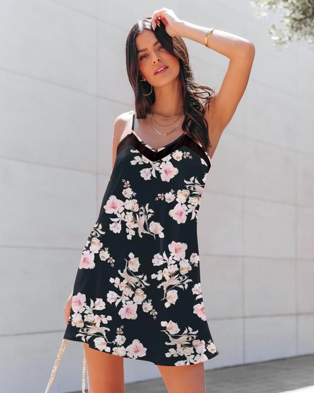 image:imageEkouaer Nightgowns for Women Sleeveless Nighty Sexy Sleep Dress ChemiseBlack Floral