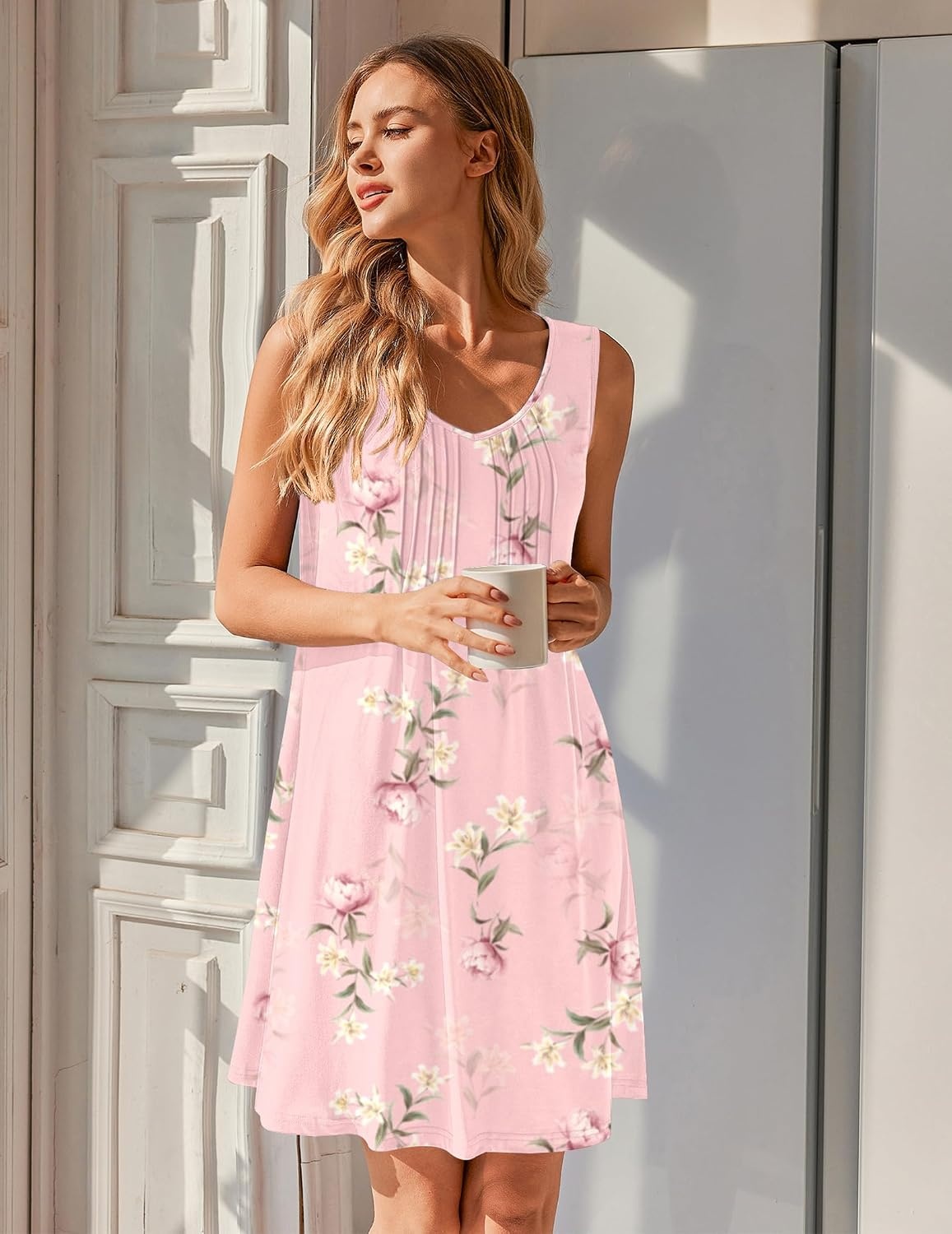 image:imageEkouaer Nightgowns for Women Sleeveless Sleep Shirt Tank V Neck Night GownLily Elegance