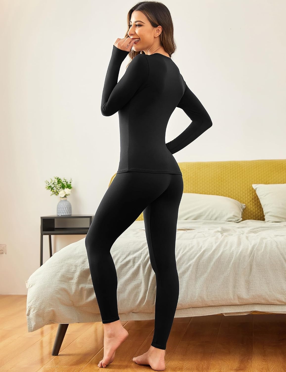 image:imageEkouaer Thermal Underwear for Women Long Johns Sets Lightweight Base LayerBlackBlackBlack