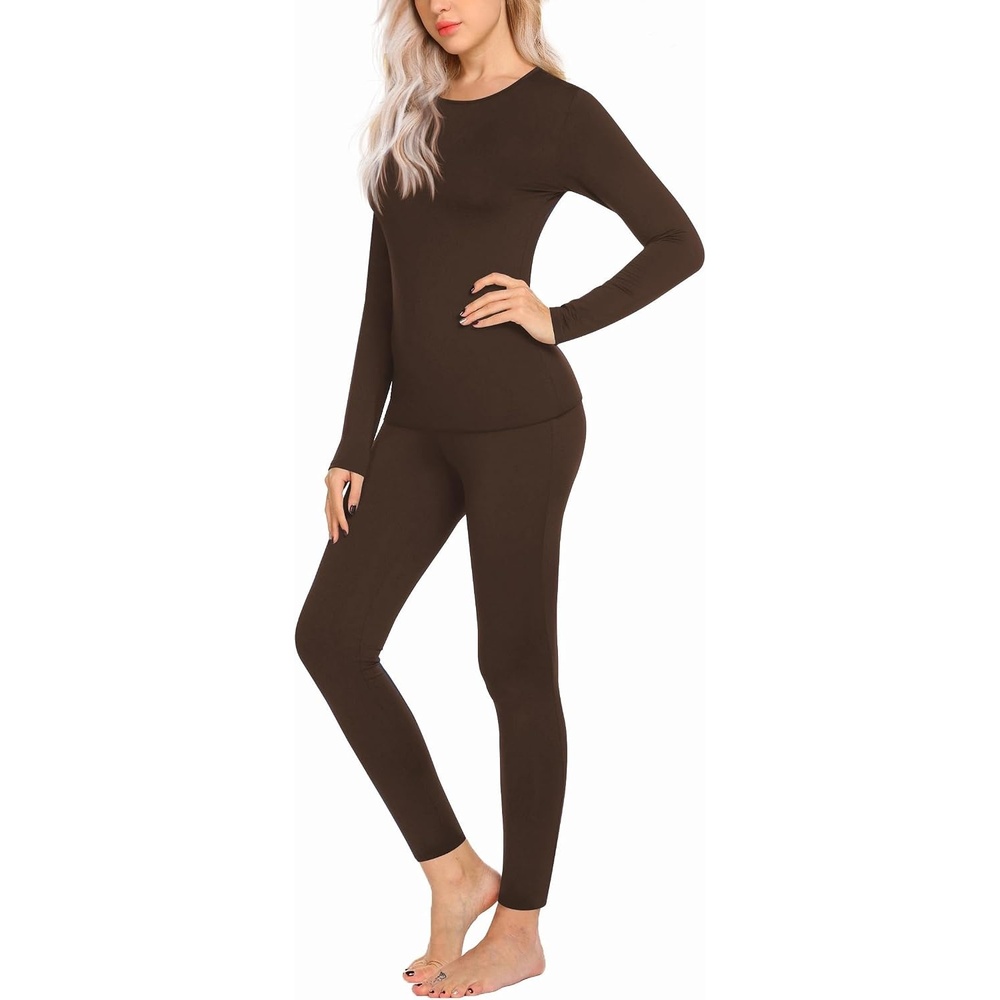 image:imageEkouaer Thermal Underwear for Women Long Johns Sets Lightweight Base LayerDark Brown