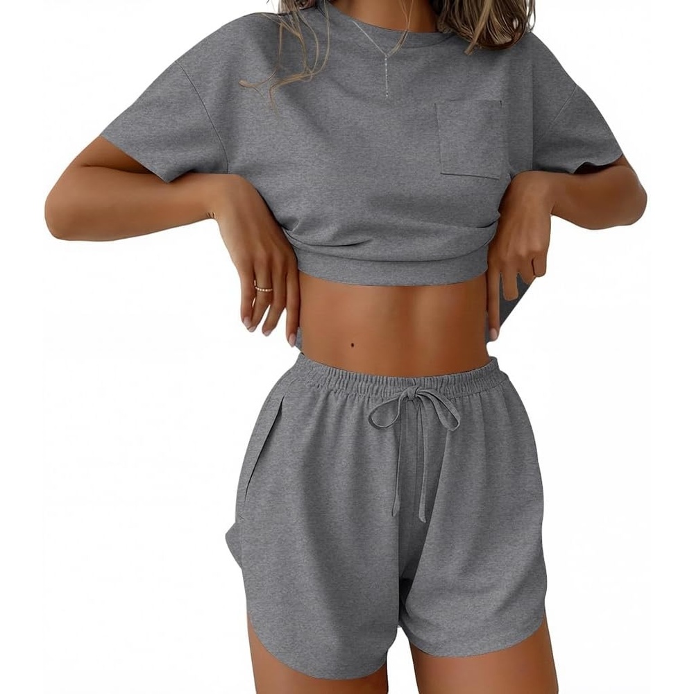 image:imageEkouaer Womens Pajama Sets Sexy Lounge Sets Side Split Short Pj SetsDark Grey