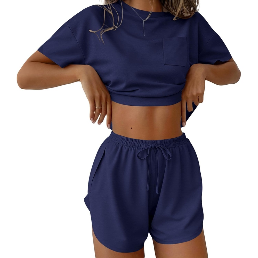 image:imageEkouaer Womens Pajama Sets Sexy Lounge Sets Side Split Short Pj SetsNavy Blue