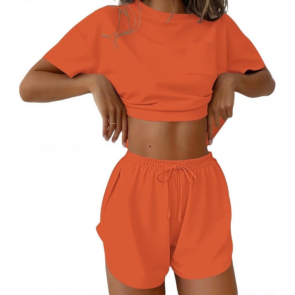 image:imageEkouaer Womens Pajama Sets Sexy Lounge Sets Side Split Short Pj SetsOrange