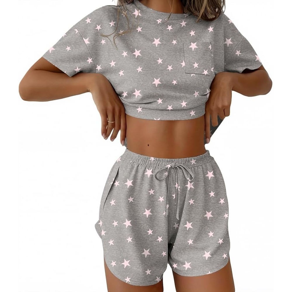 image:imageEkouaer Womens Pajama Sets Sexy Lounge Sets Side Split Short Pj SetsPink Star