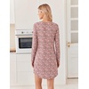 Ekouaer 2 Pack Long Sleeve Nightgown for Women Crew Neck Pleated Sleepshirt(Black Floral Leaf/ Pink Floral Leaf)