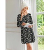 Ekouaer 2 Pack Long Sleeve Nightgown for Women Crew Neck Pleated Sleepshirt(Black Floral Leaf/ Pink Floral Leaf)