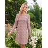 Ekouaer 2 Pack Long Sleeve Nightgown for Women Crew Neck Pleated Sleepshirt(Black Floral Leaf/ Pink Floral Leaf)