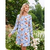 Ekouaer 2 Pack Long Sleeve Nightgown for Women Crew Neck Pleated Sleepshirt(Black Flower/Blue Flower)