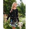 Ekouaer 2 Pack Long Sleeve Nightgown for Women Crew Neck Pleated Sleepshirt(Black/Black Butterfly)