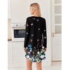 Ekouaer 2 Pack Long Sleeve Nightgown for Women Crew Neck Pleated Sleepshirt(Black/Black Butterfly)