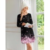 Ekouaer 2 Pack Long Sleeve Nightgown for Women Crew Neck Pleated Sleepshirt(Black/Cherry Blossoms)