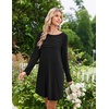 Ekouaer 2 Pack Long Sleeve Nightgown for Women Crew Neck Pleated Sleepshirt(Black/Leopard)