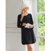 Ekouaer 2 Pack Long Sleeve Nightgown for Women Crew Neck Pleated Sleepshirt(Black/Navy Blue)