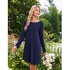 Ekouaer 2 Pack Long Sleeve Nightgown for Women Crew Neck Pleated Sleepshirt(Black/Navy Blue)