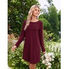 Ekouaer 2 Pack Long Sleeve Nightgown for Women Crew Neck Pleated Sleepshirt(Black/Wine Red)