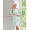 Ekouaer 2 Pack Long Sleeve Nightgown for Women Crew Neck Pleated Sleepshirt(Blue Floral/Light Green Floral)
