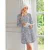 Ekouaer 2 Pack Long Sleeve Nightgown for Women Crew Neck Pleated Sleepshirt(Coffe/Star Print)