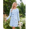 Ekouaer 2 Pack Long Sleeve Nightgown for Women Crew Neck Pleated Sleepshirt(Coffe/Star Print)