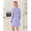 Ekouaer 2 Pack Long Sleeve Nightgown for Women Crew Neck Pleated Sleepshirt(Purple Floral/Pink Floral)