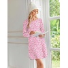 Ekouaer 2 Pack Long Sleeve Nightgown for Women Crew Neck Pleated Sleepshirt(Purple Floral/Pink Floral)