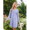 Ekouaer 2 Pack Long Sleeve Nightgown for Women Crew Neck Pleated Sleepshirt(Purple Floral/Pink Floral)