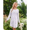 Ekouaer 2 Pack Long Sleeve Nightgown for Women Crew Neck Pleated Sleepshirt(Purple Flower/White Floral)