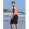 Ekouaer 9 Inch Mens Swim Trunks with Compression Liner 2 in 1 Board Shorts(Black)