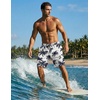 Ekouaer 9 Inch Mens Swim Trunks with Compression Liner 2 in 1 Board Shorts(Coconut Tree-white)