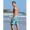Ekouaer 9 Inch Mens Swim Trunks with Compression Liner 2 in 1 Board Shorts(Green Shark)