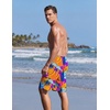 Ekouaer 9 Inch Mens Swim Trunks with Compression Liner 2 in 1 Board Shorts(Orange Coconut Tree)